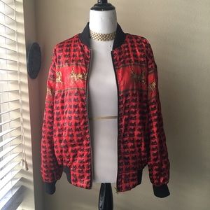 Red and gold bicycle bomber jacket